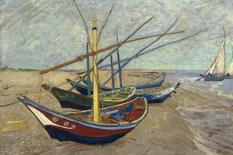 《圣玛丽海滩上的渔船》-文森特·威廉·梵高(圣玛丽海滩上的渔船-文森特·威廉·梵高-荷兰)