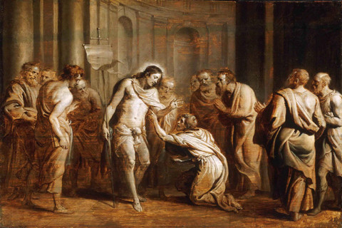 (Erasmus Quellinus II Flemish (active Antwerp) 1607-1678 Saint Thomas Touching Christ’s Wounds.tif)