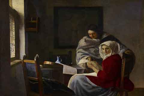 (Johannes Vermeer - Girl Interrupted at Her Music, c. 1658-1659)