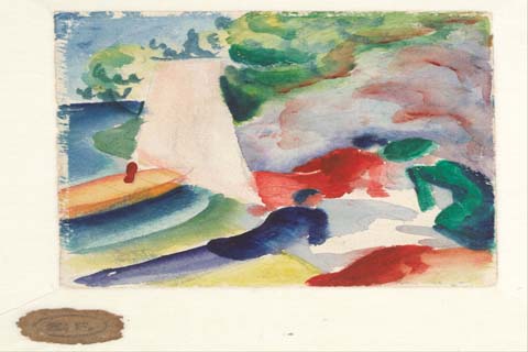 (August Macke (1887–1914)-Picnic on the Beach (Picnic after Saili)