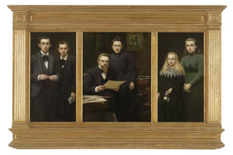 (Edmond Van Hove - Triptych with portraits of the artist and his family)