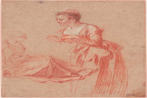 (Jean-Antoine Watteau (1684 - 1721) (French)-Two Figure Studies of)