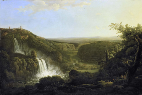 (Apostool Cornelis Het dal van de Anio met de watervallen van Tivoli. 1800-1825)