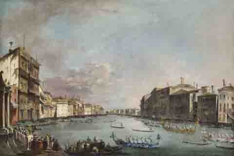 《在威尼斯的弗朗西斯科•瓜尔迪-赛舟会》(Francesco Guardi - Regatta in Venice, c. 1770)