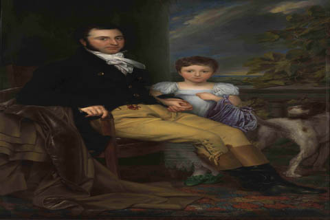 (Joseph Odevaere - Portrait of a prominent Gentleman with his Daughter and a Hunting Dog)