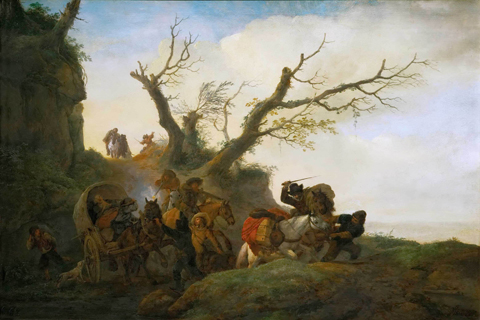 (Philips Wouwerman -- Attack on a group of travellers)