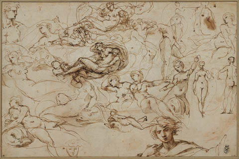 (Agostino Carracci Figure Studies for Various Female and Male Figures)