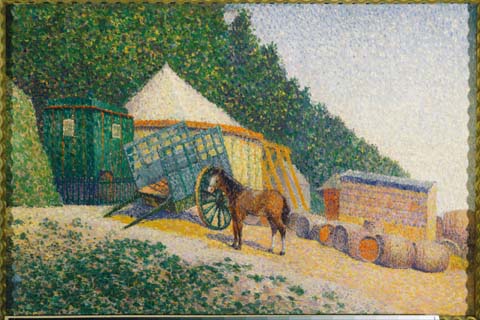 《小马戏团》-艾伯特·杜波·皮莱让(Albert Dubois-Pillet (1846–1890)-Little Circus Camp)