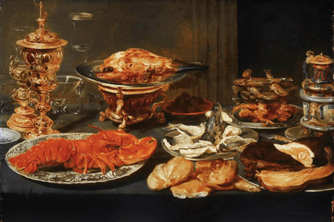 《和龙虾的生活》-弗朗斯·斯奈德(Attributed to Frans Snyders Flemish (active Antwerp) 1579-1657 Still Life with a Lobster.tif)GH