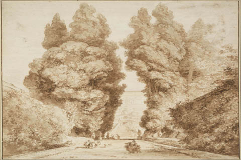 (Jean-Honoré Fragonard (1732–1806)-Cypress Avenue at the Villa d)GH