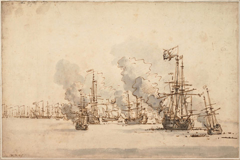 (Willem van de Velde the Younger (1633–1707)-The Sea Battle at la)