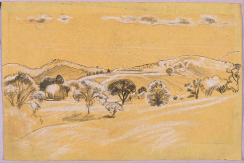 《白&黑粉笔》-阿瑟·鲍恩·戴维斯(Arthur Bowen Davies (1862–1928)-White & black chalk landscape from A.B. Davies book, edition #38,50)