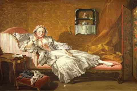 《一位在日间床上的女士》-弗朗索瓦·鲍彻(Francois Boucher - A Lady on Her Day Bed, 1743)