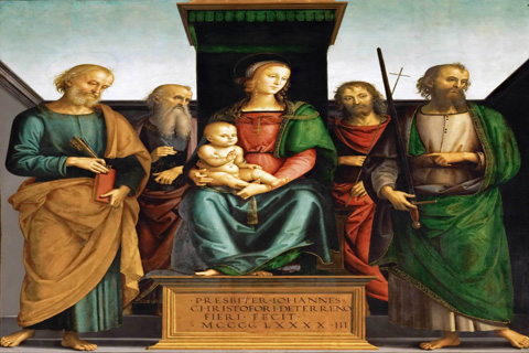 (Perugino (c. 1450-1523) -- Madonna and Child with Saints Peter)