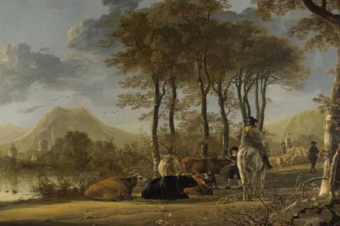 河流景观与骑士和农民》-阿尔伯特·库普(河流景观与骑士和农民-阿尔伯特·库普-荷兰)