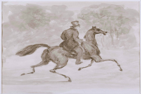 《马背上的人》(Constantin Guys (1802–1892)-Man on Trotting Horse)