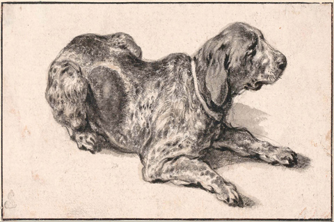 (Aelbert Cuyp (1620–1691)-Reclining Dog, c. 1645)