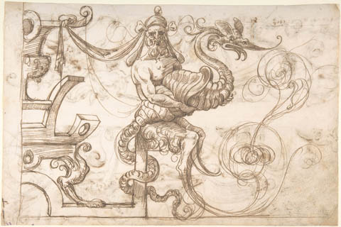 (attributed to Andr閟 de Melgar Seated Satyr Holding a Shell Dragon horizontal)GH