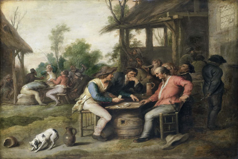 (Adriaenssen Vincent Kaartende boeren bij een herberg 1623-1650)