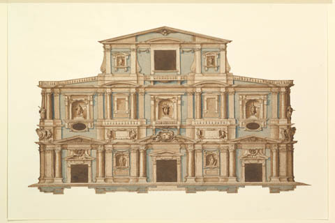 (Attributed to Cigoli Drawing for Buontalenti's Model for the Facade)