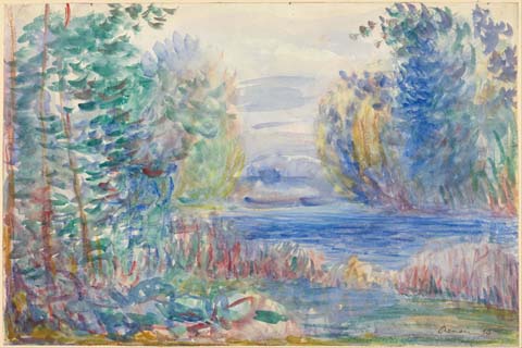 (Pierre-Auguste Renoir (1841–1919)-River Landscape, 1890)