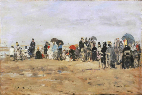 (Eug¨¨ne-Louis Boudin French 1824-1898 Beach at Trouville.tif