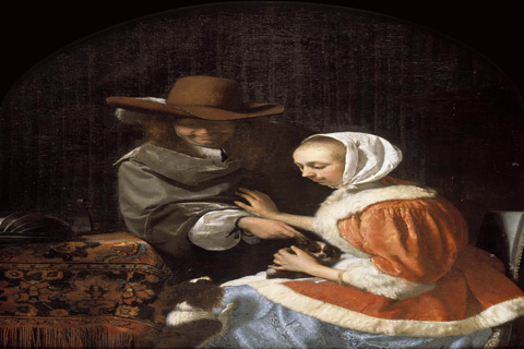 (Frans van Mieris the Elder - Man and Woman with Two Dogs)