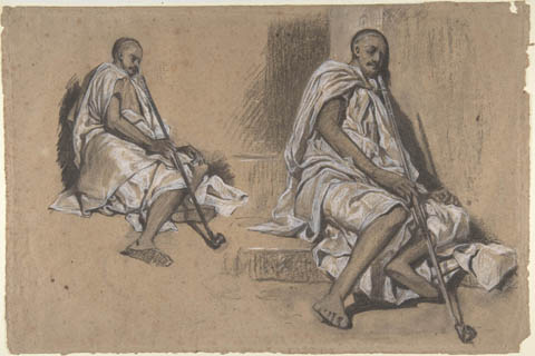(Alexandre Gabriel Decamps Two Studies of a Seated Arab with a Pipe)
