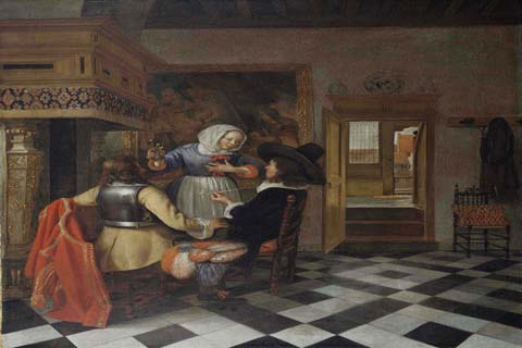 《饮酒者在壁炉前》(Hendrik van der Burgh - Drinkers before the Fireplace, c. 1660)