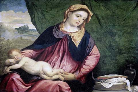 (Bordone Paris Madonna met slapend kind 1540-1560)