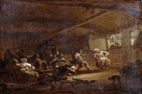 (Berchem Nicolaes Pietersz. Dansende boeren in een schuur 1655-1683)