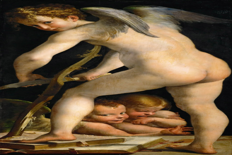 (Parmigianino -- Cupid carving his bow)