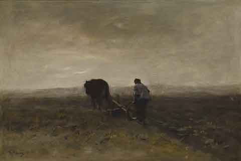 《清晨耕耘》-安东·毛夫(Anton Mauve - Early Morning Plowing, c.1875)