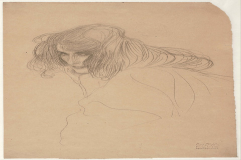 (Gustav Klimt (1862–1918)-Head of a Woman in Three-Quarter Profil)