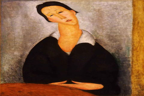 《一名波兰妇女的肖像》-阿米迪奥·莫迪利亚尼(Amedeo Modigliani Italian 1884-1920 Portrait of a Polish Woman.tif)