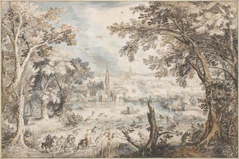 (David Vinckboons (1576–1629)-Landscape with a Hare Hunt)