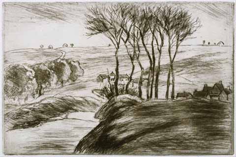 《卡米尔·皮萨罗奥斯尼附近的风景》(Camille Pissarro (1830–1903)-Landscape Near Osny (State II))