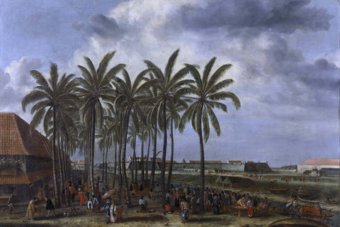 (Beeckman Andries Het kasteel van Batavia gezien van Kali Besar West ca. 1656)