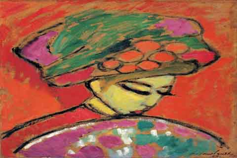(Alexej von Jawlensky (1865–1941)-Young Girl with a flowered hat)