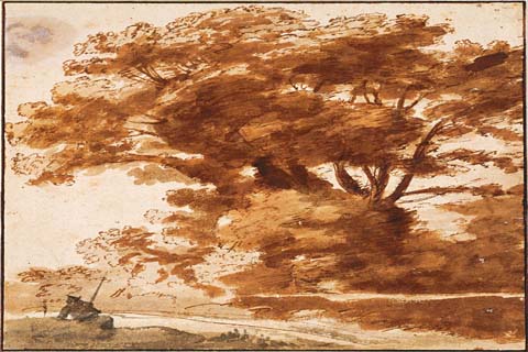 (Claude Lorrain (16041605–1682)-Group of Trees and Resting Sheper)