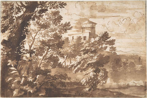 (Anonymous Wooded Landscape with a Tower)GH