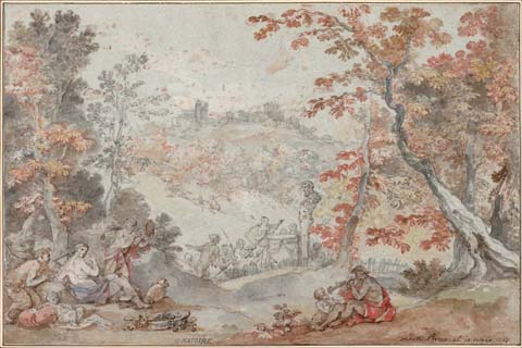 (Charles-Joseph Natoire (1700–1777)-Italian Fall Landscape with M)