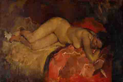 《倾斜的裸体》-毕加索(George Hendrik Breitner Reclining nude)