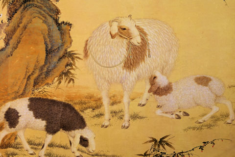 三羊开泰图-郎世宁