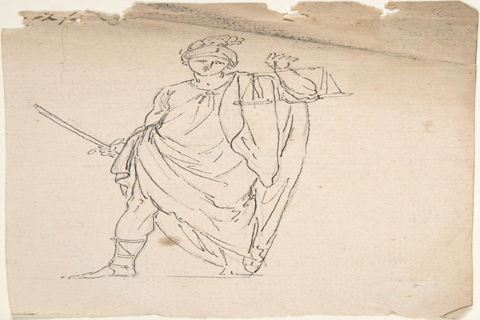 (Anonymous Drawing of Female Statue with Sword and Scale)