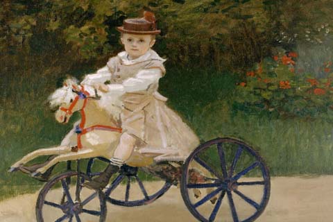 《莫奈儿子骑在心爱的马车上》克劳德·莫奈(莫奈儿子骑在心爱的马车上-克劳德·莫奈-法国)GH