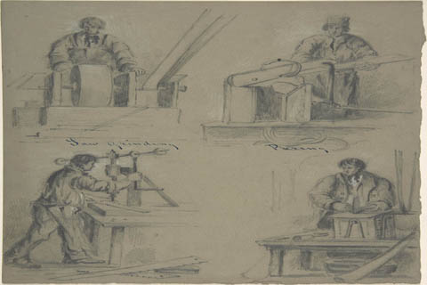 (Anonymous Four drawings showing the manufacture of saws)