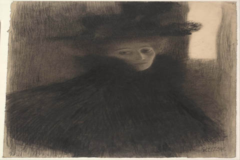 (Gustav Klimt (1862–1918)-Portrait of a Lady with Cape and Hat, 1)