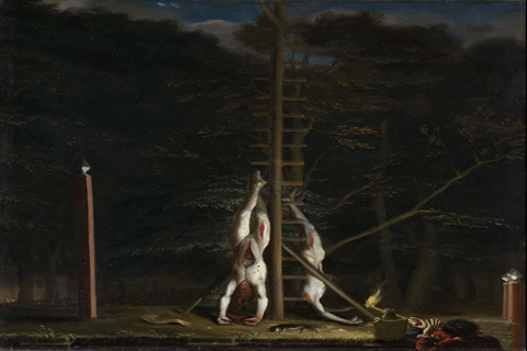 (Baen Jan de De lijken van de gebroeders de Witt opgehangen op het Groene Zoodje aan de Vijverberg te Den Haag 1672)