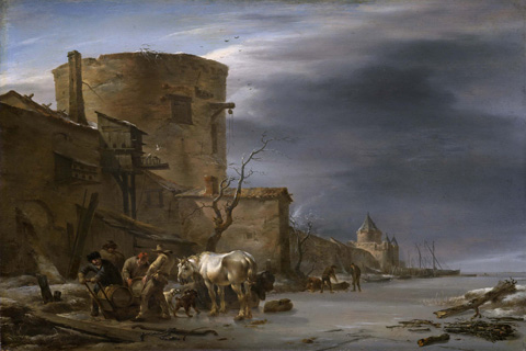 (Berchem Nicolaes Pietersz. Stadswal van Haarlem in de winter. 1647)